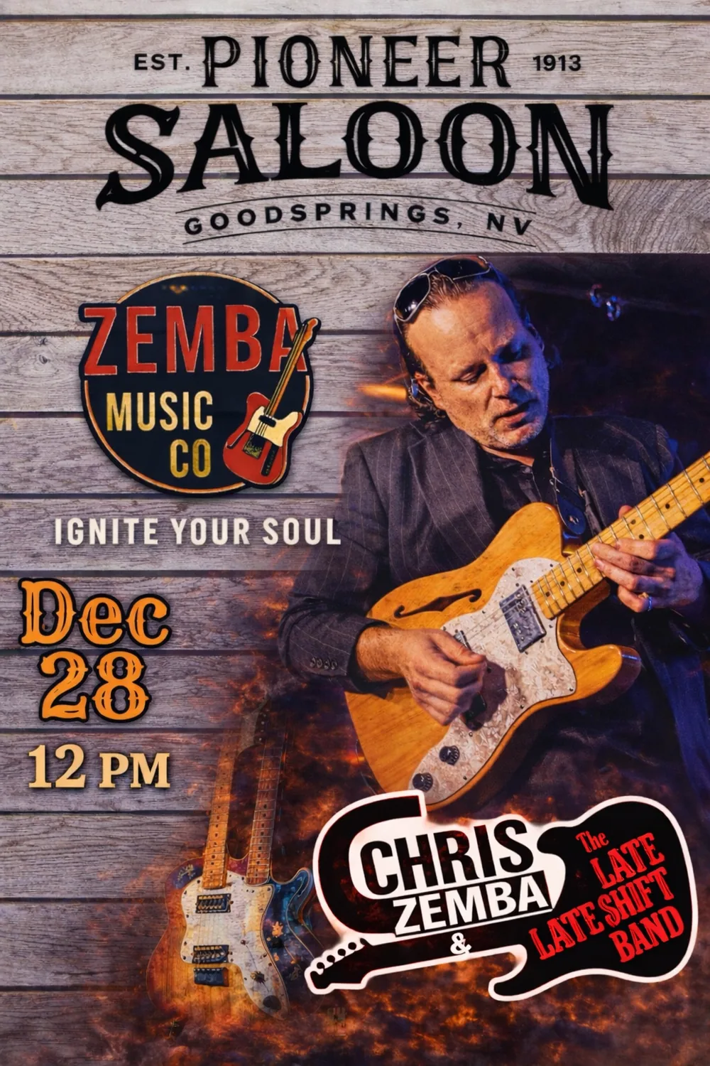 Chris Zemba & The Late Shift Band show poster, Pioneer Saloon, Goodsprings NV