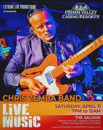 Chris Zemba Band live music flyer, The Saloon at Primm Valley Casino Resorts, presented by Extreme Live Productions